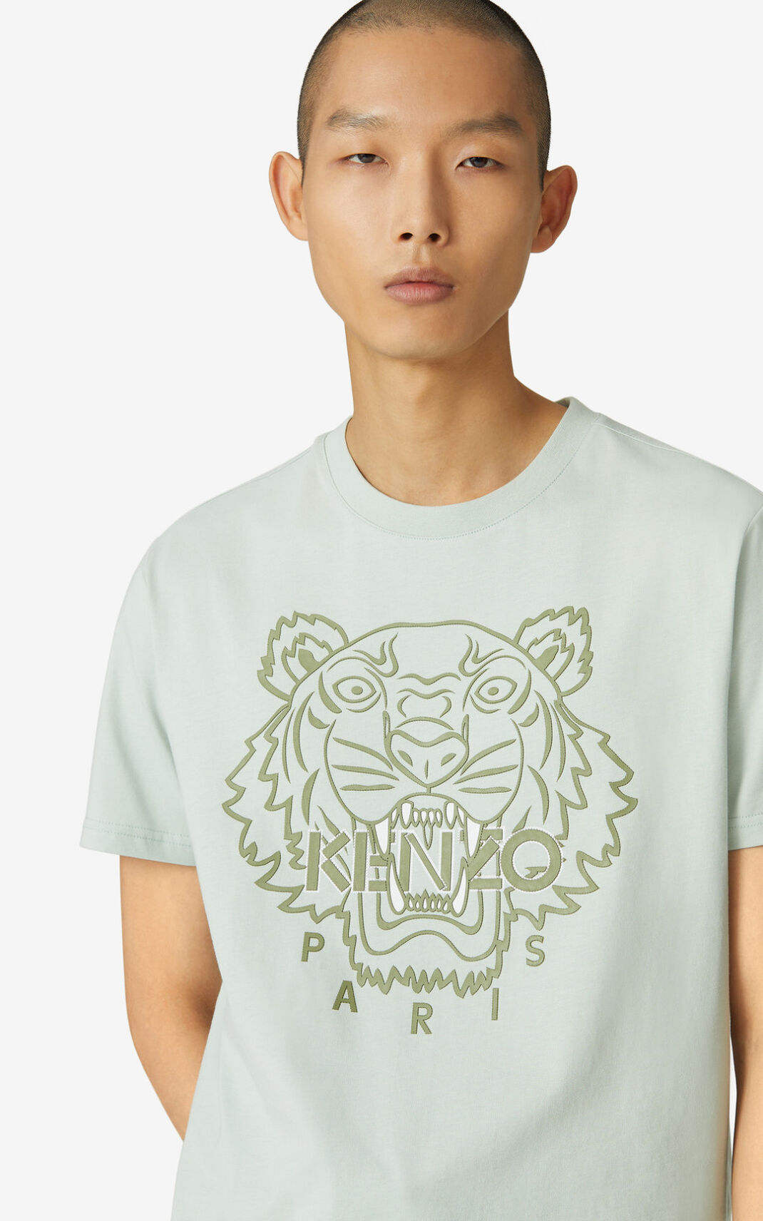 Kenzo 虎 Tシャツ メンズ オリーブ 緑 - BKDMRO963